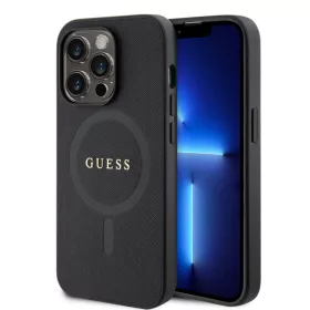   Guess Apple iPhone 15 Pro Max (6.7) PU Saffiano MagSafe hátlapvédő tok fekete (GUHMP15XPSAHMCK)