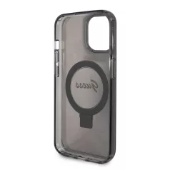   Guess Apple iPhone 15 (6.1) IML Ring Stand Glitter MagSafe hátlapvédő tok fekete (GUHMP15SHRSGSK)