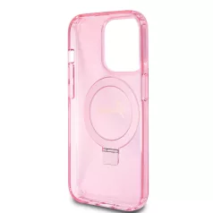   Guess Apple iPhone 15 Pro (6.1) IML Ring Stand Glitter MagSafe hátlapvédő tok pink (GUHMP15LHRSGSP)