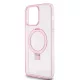Guess Apple iPhone 15 Pro Max (6.7) IML Ring Stand Glitter MagSafe hátlapvédő tok pink (GUHMP15XHRSGSP)