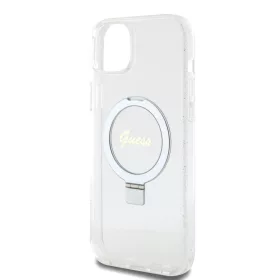   Guess Apple iPhone 15 Plus (6.7) IML Ring Stand Glitter hátlapvédő tok átlátszó (GUHMP15MHRSGSD)