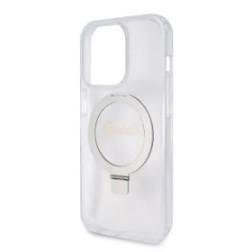   Guess Apple iPhone 15 Pro Max (6.7) IML Ring Stand Glitter MagSafe hátlapvédő tok átlátszó (GUHMP15XHRSGSD)