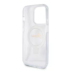   Guess Apple iPhone 15 Pro Max (6.7) IML Ring Stand Glitter MagSafe hátlapvédő tok átlátszó (GUHMP15XHRSGSD)