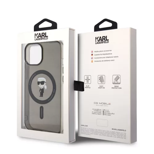 Karl Lagerfeld IML Ikonik MagSafe Apple iPhone 15 Pro (6.1) hátlapvédő tok fekete (KLHMP15LHFCKNOK)