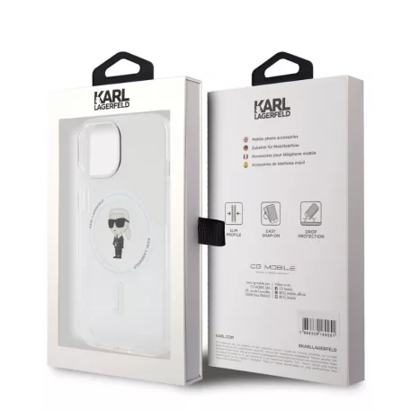 Karl Lagerfeld IML Ikonik MagSafe Apple iPhone 15 Plus (6.7) hátlapvédő tok átlátszó (KLHMP15MHFCKNOT)