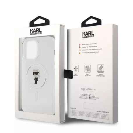 Karl Lagerfeld IML Ikonik MagSafe Apple iPhone 15 Pro Max (6.7) hátlapvédő tok átlátszó (KLHMP15XHFCKNOT)