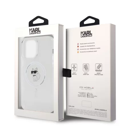 Karl Lagerfeld IML Choupette MagSafe Apple iPhone 15 Pro (6.1) hátlapvédő tok átlátszó (KLHMP15LHFCCNOT)