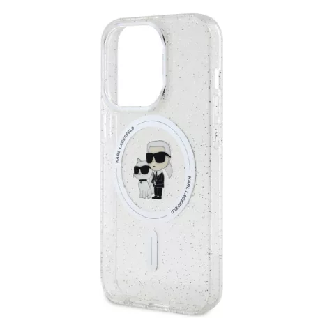 Karl Lagerfeld IML Glitter MagSafe Apple iPhone 15 Pro (6.1) hátlapvédő tok átlátszó (KLHMP15LHGKCNOT)