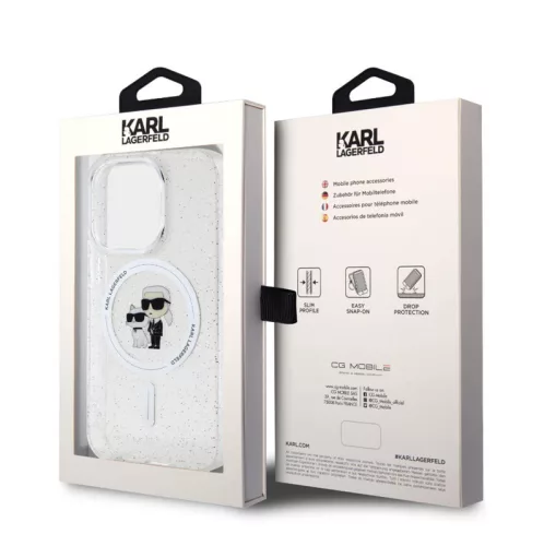 Karl Lagerfeld IML Glitter MagSafe Apple iPhone 15 Pro Max (6.7) hátlapvédő tok átlátszó (KLHMP15XHGKCNOT)