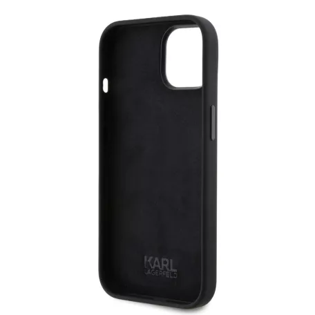 Karl Lagerfeld Liquid Silicone Karl and Choupette Apple iPhone 15 (6.1) hátlapvédő tok fekete (KLHCP15SSDHKCNK)
