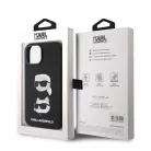 Karl Lagerfeld Liquid Silicone Karl and Choupette Apple iPhone 15 (6.1) hátlapvédő tok fekete (KLHCP15SSDHKCNK)
