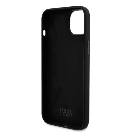Karl Lagerfeld Liquid Silicone Karl and Choupette Heads Apple iPhone 15 Plus (6.7) hátlapvédő tok fekete (KLHCP15MSDHKCNK)
