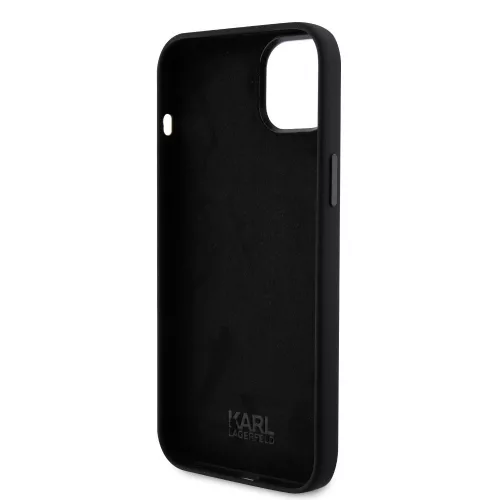 Karl Lagerfeld Liquid Silicone Karl and Choupette Heads Apple iPhone 15 Plus (6.7) hátlapvédő tok fekete (KLHCP15MSDHKCNK)