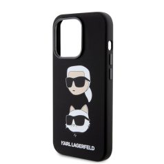   Karl Lagerfeld Liquid Silicone Karl and Choupette Heads Apple iPhone 15 Pro (6.1) hátlapvédő tok fekete (KLHCP15LSDHKCNK)