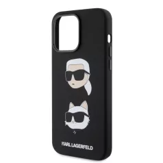   Karl Lagerfeld Liquid Silicone Karl and Choupette Heads Apple iPhone 15 Pro Max (6.7) hátlapvédő tok fekete (KLHCP15XSDHKCNK)