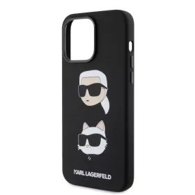   Karl Lagerfeld Liquid Silicone Karl and Choupette Heads Apple iPhone 15 Pro Max (6.7) hátlapvédő tok fekete (KLHCP15XSDHKCNK)