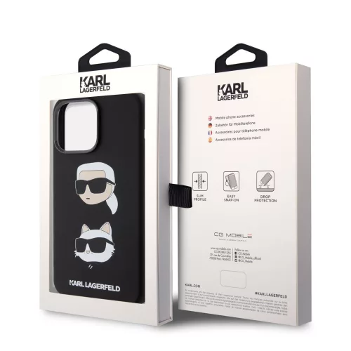 Karl Lagerfeld Liquid Silicone Karl and Choupette Heads Apple iPhone 15 Pro Max (6.7) hátlapvédő tok fekete (KLHCP15XSDHKCNK)