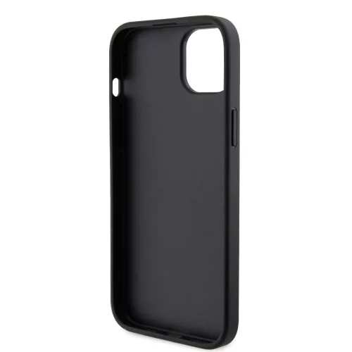 Karl Lagerfeld PU Saffiano Card Slot Metal Karl and Choupette Apple iPhone 15 (6.1) hátlapvédő tok fekete (KLHCP15SSAPKCNPK)