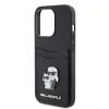 Karl Lagerfeld PU Saffiano Card Slot Metal Karl and Choupette Apple iPhone 15 Pro (6.1) hátlapvédő tok fekete (KLHCP15LSAPKCNPK)