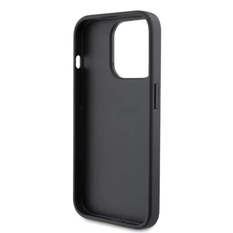Karl Lagerfeld PU Saffiano Card Slot Metal Karl and Choupette Apple iPhone 15 Pro (6.1) hátlapvédő tok fekete (KLHCP15LSAPKCNPK)