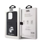 Karl Lagerfeld PU Saffiano Card Slot Metal Karl and Choupette Apple iPhone 15 Pro (6.1) hátlapvédő tok fekete (KLHCP15LSAPKCNPK)