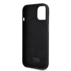   Karl Lagerfeld Liquid Silicone Metal Ikonik Apple iPhone 15 (6.1) hátlapvédő tok fekete (KLHCP15SSMHKNPK)