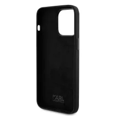  Karl Lagerfeld Liquid Silicone Metal Ikonik Apple iPhone 15 Pro Max (6.7) hátlapvédő tok fekete (KLHCP15XSMHKNPK)