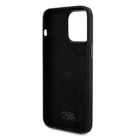 Karl Lagerfeld Liquid Silicone Metal Ikonik Apple iPhone 15 Pro Max (6.7) hátlapvédő tok fekete (KLHCP15XSMHKNPK)
