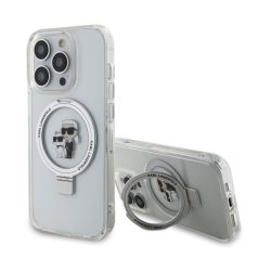   Karl Lagerfeld Ringstand Karl and Choupette MagSafe Apple iPhone 14 Pro (6.1) hátlapvédő tok fehér (KLHMP14LHMRSKCH)