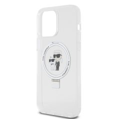   Karl Lagerfeld Ringstand Karl and Choupette MagSafe Apple iPhone 15 Pro Max (6.7) hátlapvédő tok fehér (KLHMP15XHMRSKCH)