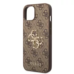  Guess Apple iPhone 15 Plus (6.7) PU 4G Metal Logo hátlapvédő tok barna (GUHCP15M4GMGBR)