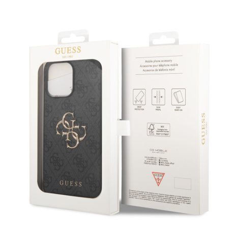 Guess Apple iPhone 15 Pro (6.1) PU 4G Metal Logo hátlapvédő tok szürke (GUHCP15L4GMGGR)