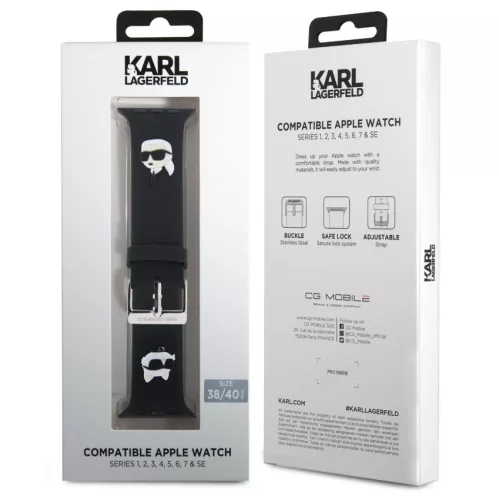 Karl Lagerfeld Karl and Choupette Head Apple Watch 42/44/45/49 mm óraszíj fekete (KLAWLSLKCNK)