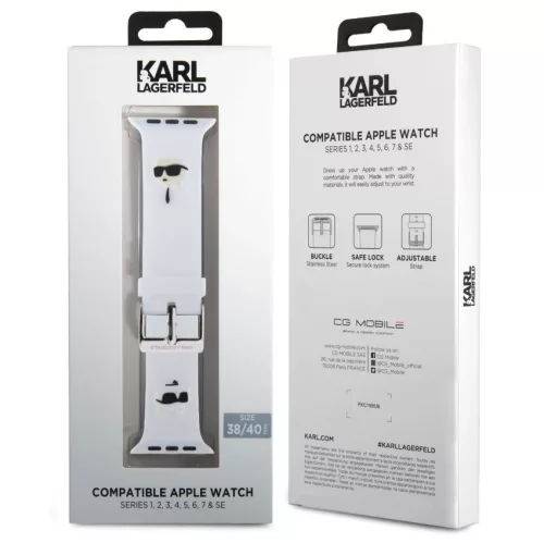 Karl Lagerfeld and Choupette Apple Watch 38/40/41 mm óraszíj fehér (KLAWMSLKCNH)