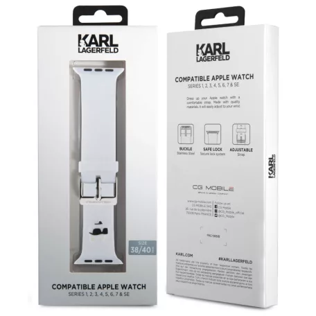 Karl Lagerfeld Choupette Head NFT Apple Watch 38/40/41 mm óraszíj fehér (KLAWMSLCNH)