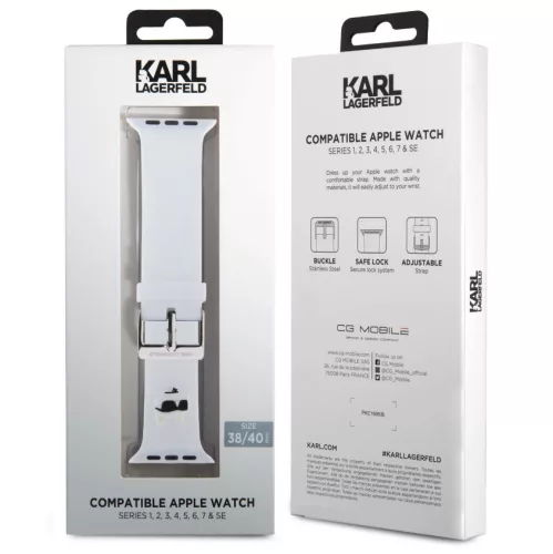 Karl Lagerfeld Choupette Head NFT Apple Watch 38/40/41 mm óraszíj fehér (KLAWMSLCNH)