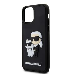   Karl Lagerfeld 3D Rubber Karl and Choupette Apple iPhone 12 / 12 Pro 2020 (6.1) hátlapvédő tok fekete (KLHCP12M3DRKCNK)