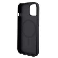   Guess Apple iPhone 15 (6.1) PU 4G Stripe MagSafe hátlapvédő tok fekete (GUHMP15SG4GLGR)