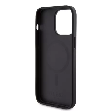 Guess Apple iPhone 15 Pro Max (6.7) PU 4G Stripe MagSafe hátlapvédő tok szürke (GUHMP15XG4GLGR)