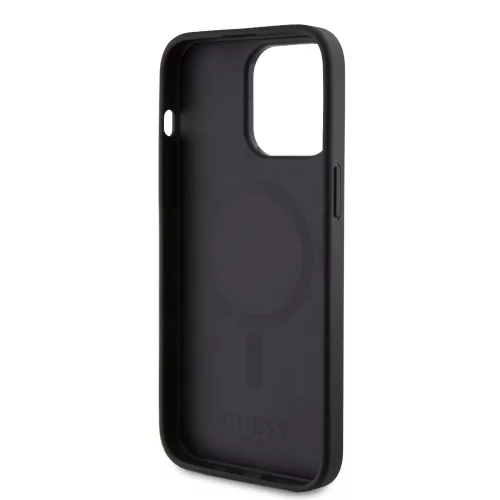 Guess Apple iPhone 15 Pro Max (6.7) PU 4G Stripe MagSafe hátlapvédő tok szürke (GUHMP15XG4GLGR)