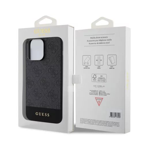 Guess Apple iPhone 15 Pro Max (6.7) PU 4G Stripe MagSafe hátlapvédő tok szürke (GUHMP15XG4GLGR)