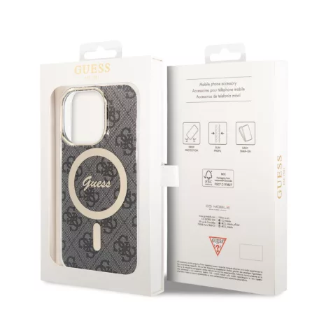Guess Apple iPhone 15 Pro (6.1) IML 4G MagSafe hátlapvédő tok fekete (GUHMP15LH4STK)