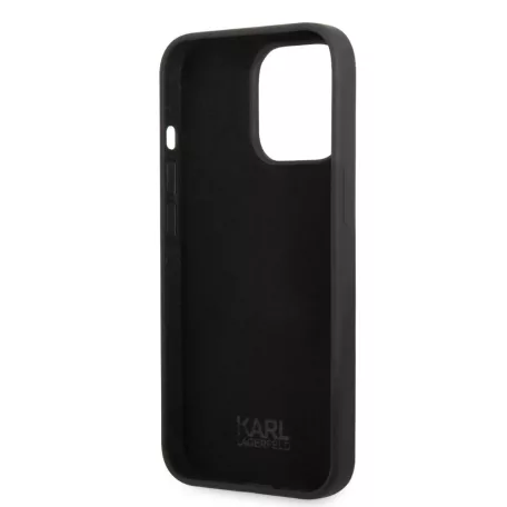 Karl Lagerfeld Liquid Silicone Ikonik NFT Apple iPhone 15 Pro (6.1) hátlapvédő tok fekete (KLHCP15LSNIKBCK)