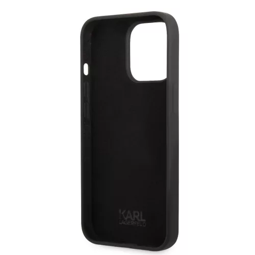 Karl Lagerfeld Liquid Silicone Ikonik NFT Apple iPhone 15 Pro (6.1) hátlapvédő tok fekete (KLHCP15LSNIKBCK)