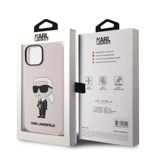 Karl Lagerfeld Liquid Silicone Ikonik NFT Apple iPhone 15 Pro (6.1) hátlapvédő tok pink (KLHCP15LSNIKBCP)