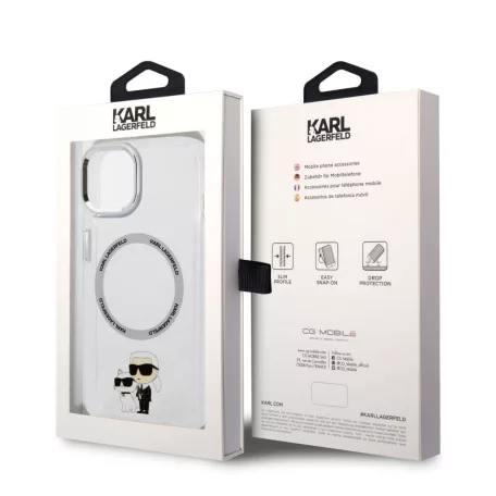 Karl Lagerfeld IML Karl and Choupette MagSafe Apple iPhone 15 Plus (6.7) hátlapvédő tok átlátszó (KLHMP15MHNKCIT)