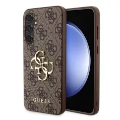   Guess Apple Samsung S711 Galaxy S23 FE PU 4G Metal Logo hátlapvédő tok barna (GUHCP13SPU4GHBR)