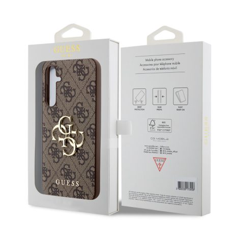 Guess Apple Samsung S711 Galaxy S23 FE PU 4G Metal Logo hátlapvédő tok barna (GUHCP13SPU4GHBR)
