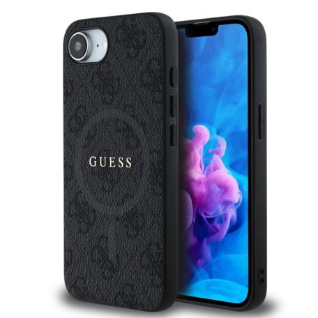 Guess PU Leather Colored Ring MagSafe Apple iPhone 15 (6.1) hátlapvédő tok fekete (GUHMP15SG4GFRK)