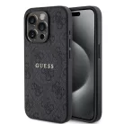 Guess PU Leather Colored Ring MagSafe Apple iPhone 15 Pro (6.1) hátlapvédő tok fekete (GUHMP15LG4GFRK)